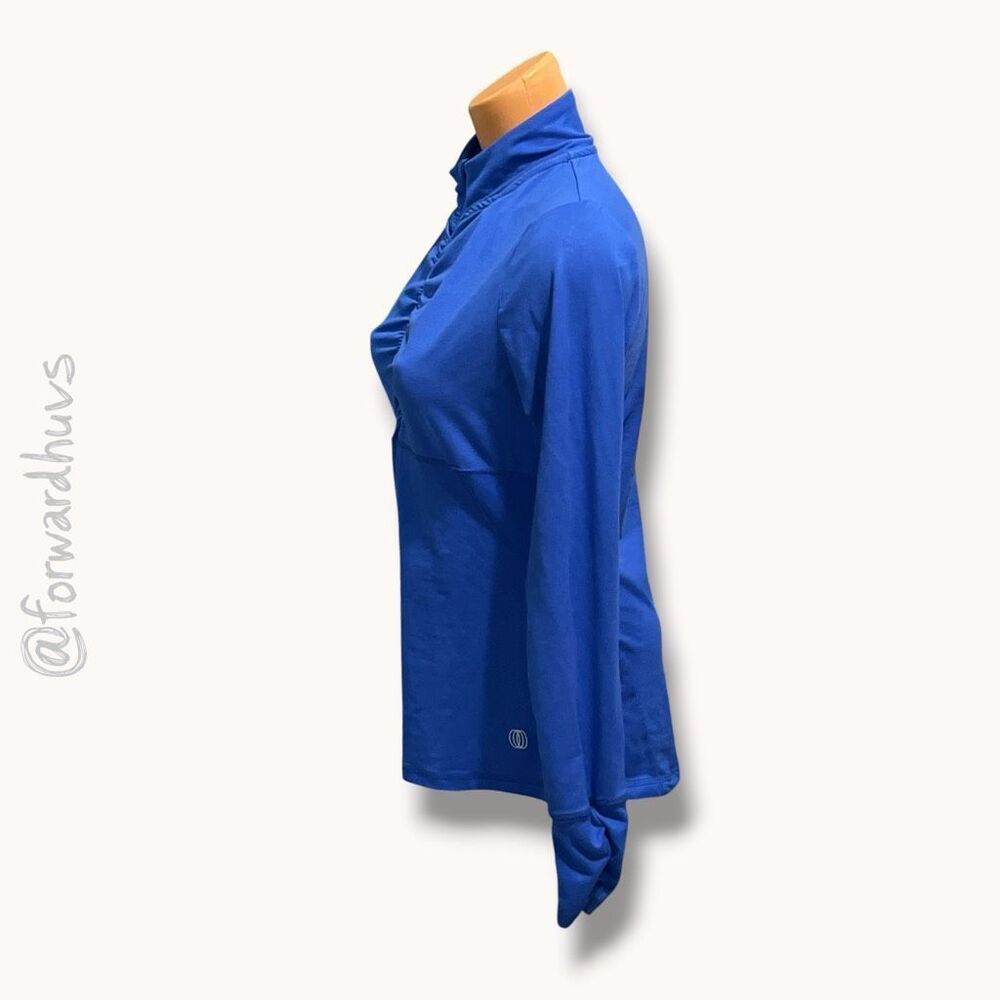 Balance Collection Ruched Mock Neck Pullover Blue Medium - Picture 4 of 10